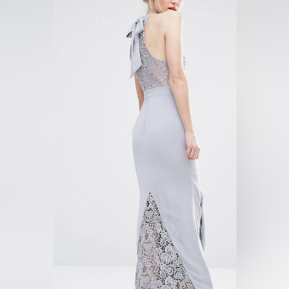 JARLO Petite Halter Neck Maxi Dress with Lace Bodice Sz 12P UK